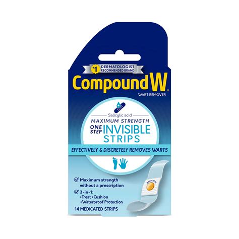 Compound W Maximum Strength One Step Invisible Wart Remover Strips ...
