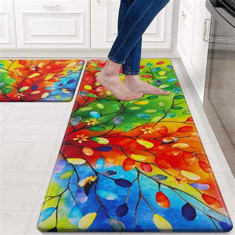 Amazon.com: ASPMIZ Farmhouse Kitchen Rugs Non Slip Set of 2, Colorful ...