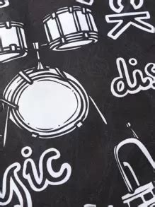 Manfinity Homme Men 1Pc Random Musical Instrument Letter Graphic Button ...