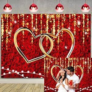 Red Rose Valentine's Day Backdrop for Photography Love Hearts ...