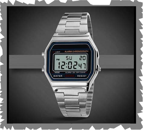 Casio Vintage A-158WA-1Q Digital Grey Dial Unisex Watch Silver Metal ...
