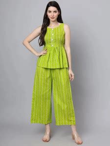 FABRIC FITOOR Women Ethnic Top Palazzo Set - Buy FABRIC FITOOR Women ...