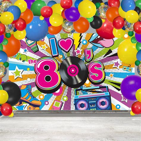 Buy I Love The 80s Party Backdrop Balloon Set 80's Party Decorations ...