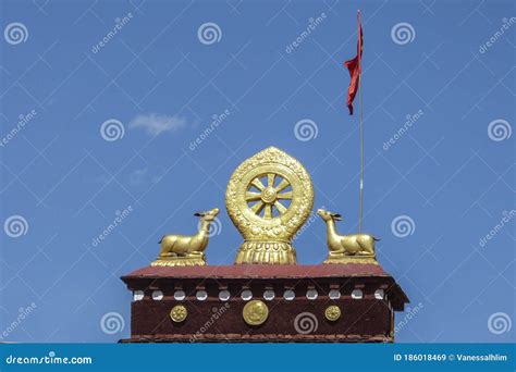Symbol of the Dharmachakra or Wheel of Law Representing the Teachings ...