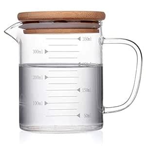 Buy Goeielewe Glass Beaker Measuring Cup with Handle and Lid, V-Shaped ...