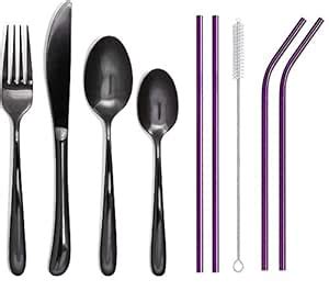Buy STAR WORK - Stainless Steel Travel Camping Cutlery 4 pcs Flatware ...