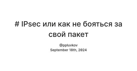 # IPsec или как не бояться за свой пакет — Teletype