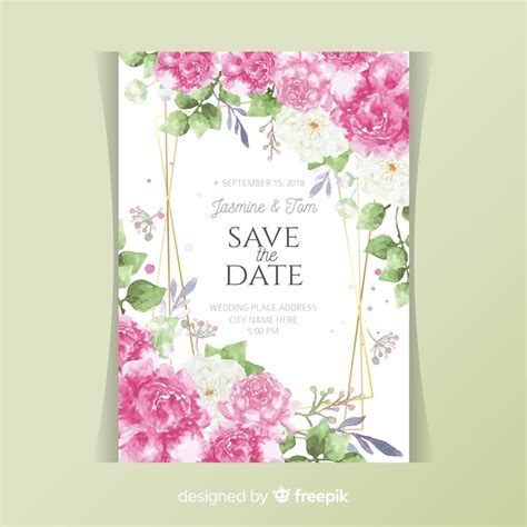 Zaproszenie na ślub karty z kwiatami piwonii | Darmowy wektor