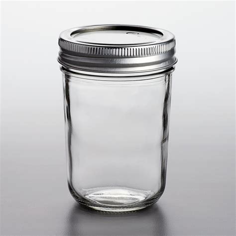 Choice 8 oz. Half-Pint Regular Mouth Glass Canning / Mason Jar with ...