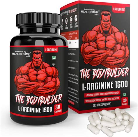 HEALTHPRIME LABS The Bodybuilder L-Arginine 1500mg Muscle Growth ...