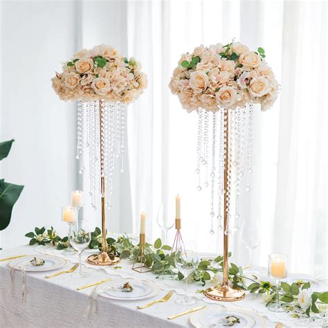 White Flower Centerpieces With Crystals