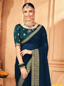 Buy Sareemall Embellished Bollywood Georgette Dark Blue Sarees Online ...
