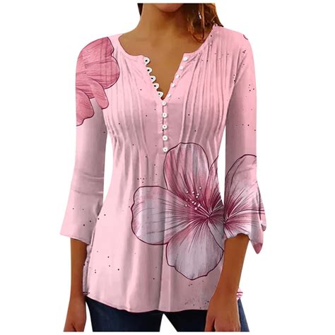 SHE IS Womens 3/4 Sleeve Tops, Women Shirts Long Sleeve Womens Tops ...