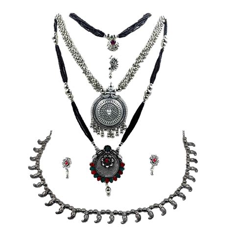 Buy Swaroop Designer Oxidised Silver Long Mangalsutra Bracelate Silver ...