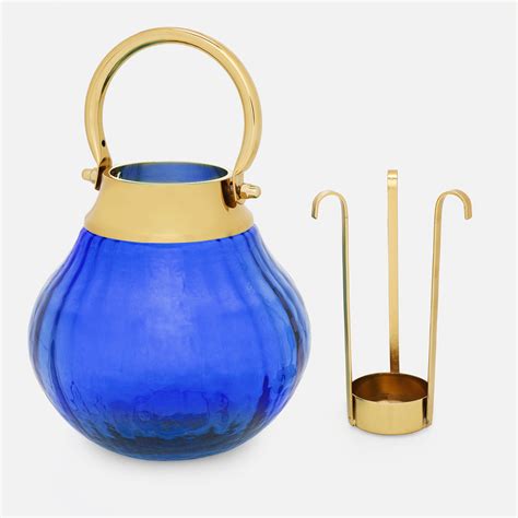 Shop Blue Hammered Glass Lantern Tea Light Holder - at Best Price ...