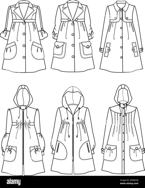 Set of womens raincoats. Fashion CAD Stock Vector Image & Art - Alamy