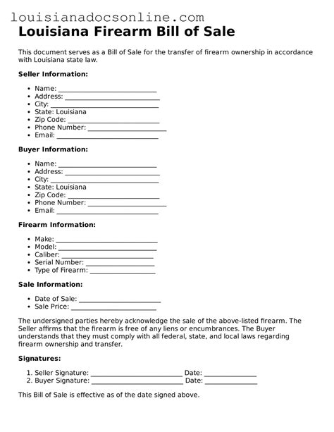 Free Louisiana Firearm Bill of Sale Forms » Fillable Template