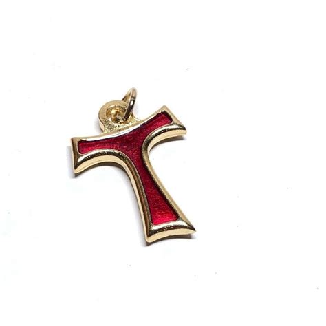 Red Tau Cross - Small - Pax Et Bonum Franciscan Crucifix -Blessed ...