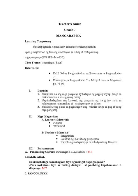 Lesson Plan In Kindergarten - Lesson Plan In KINDERGARTEN I. Layunin ...