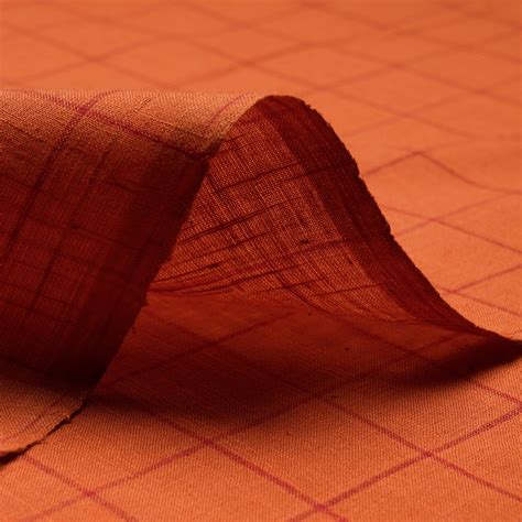 Buy Burnt Orange Check Pattern Yarn Dyed Fancy South Cotton Fabric ...
