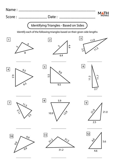 Image result for Classifying Triangles Worksheet