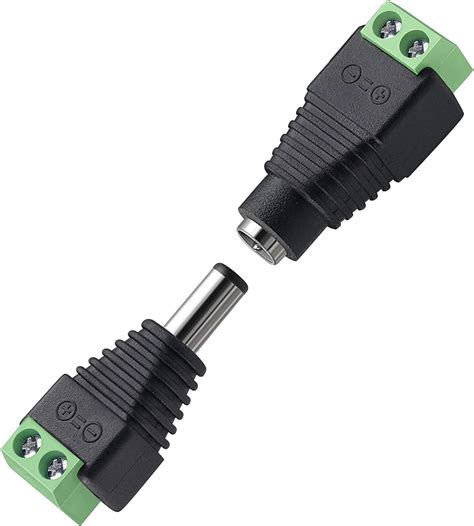 FEDUS 10 Pairs DC Power Jack Plug Adapter Connector, 12V, 24V Male ...