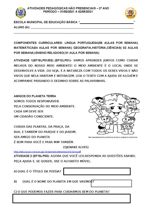 15-semana -2-ano - 31-05-a-02-06 - ATIVIDADES PEDAGÓGICAS NÃO ...