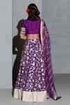 Buy Purple Net, Silk Sequins, Mirrors V-neck Floral Embellished Lehenga ...
