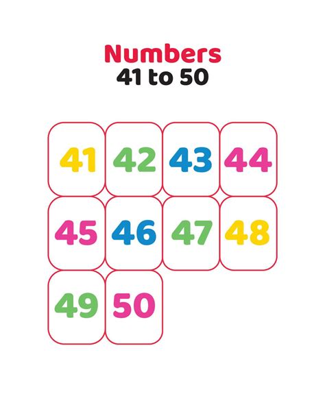 41 a 50 Inglés número chart.counting números para niños 22818551 Vector ...