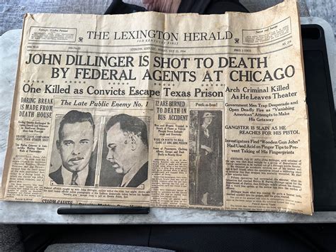 John Dillinger death newspaper | eBay