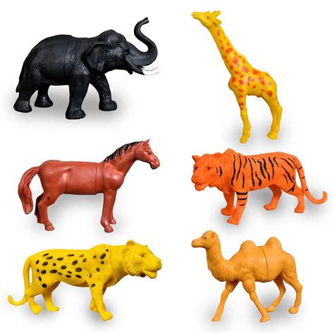TEC TAVAKKAL Set of 6 Big Size Toy Figure Farm and Jungle Cartoon ...