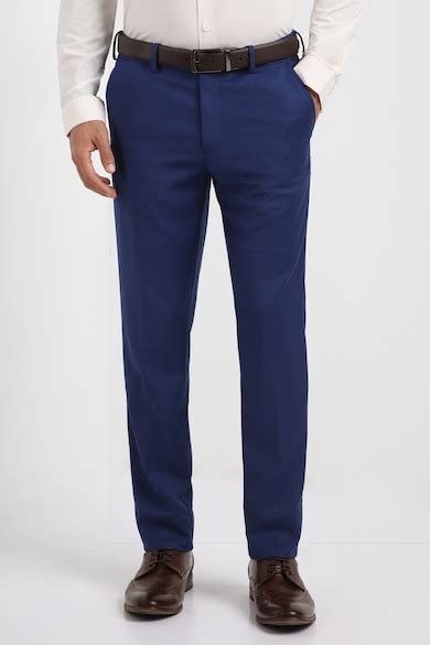 Buy Men Blue Slim Fit Solid Formal Trousers Online - 39838006 | Allen Solly