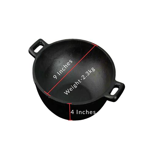 Pre-Seasoned Cast Iron Deep Fry Kadai | Kitchen Cooking Utensils (9 ...