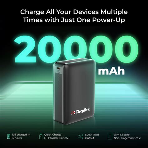 Buy Digitek DPB-20000-PD QC High Capacity Power Bank with Type-C Port ...