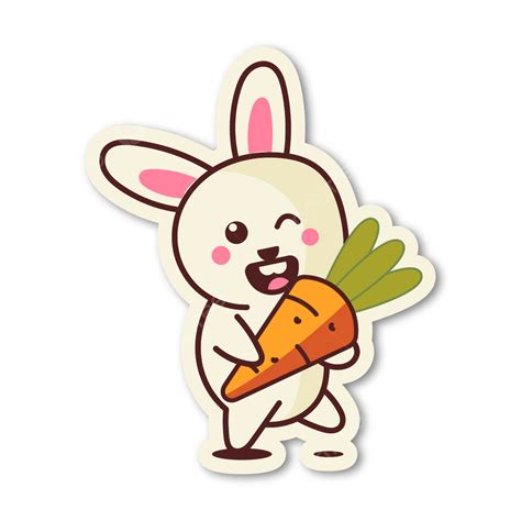 Cute Rabbit With Carrot Stickers, Rabbit Clipart, Carrot Clipart, Cute ...
