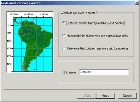 GIS-Lab: Наложение метрической и/или градусной сетки на макет карты