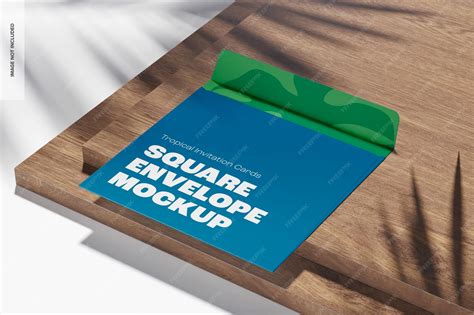 Premium PSD | Tropical square envelope mockup, perspective
