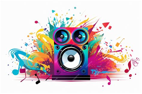 Vector Illustration of Speaker with Music Notes | Premium AI-generated ...