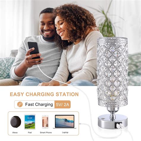Buy Yarra-Decor Crystal Bedside Table Lamp 3 Color Options Lamps for ...
