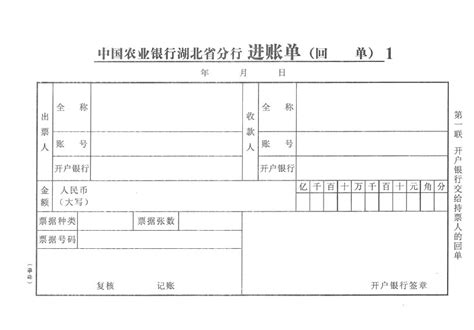进账单0106(中国农业银行,湖北分行)