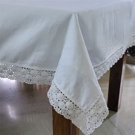 Linen Table Cloth Crochet Border - White | LOVE FOR WHITE
