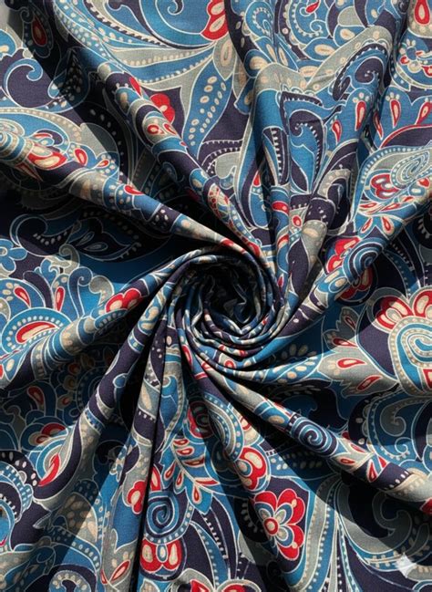 Blue Muslin silk digital prints highlight ed with golden dots – Fabrics ...