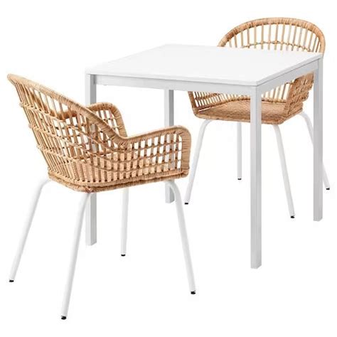 MELLTORP / NILSOVE Table and 2 chairs, white/rattan white | Dining sets ...