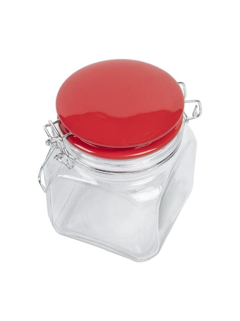 Glass Jar With Red Ceramic Lid Pack Of 2 Pcs - (Each 700 Ml) – MARKET99
