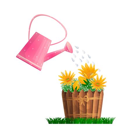 Watering Can And Flowers Clipart