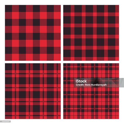 Vintage Red And Black Flannel Pattern Stock Illustration - Download ...