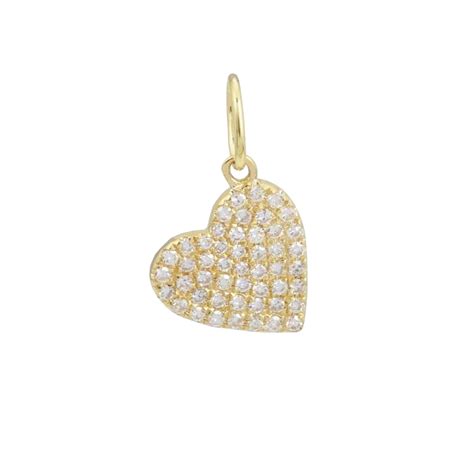 Buy Pave Diamond Charm Diamond Heart Charm Pendant 14k Yellow Gold Mini ...