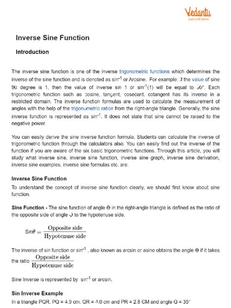 Inverse Functions Using Sine 的图像结果