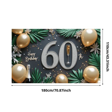 Rose Gold Decorations Happy 60 Birthday Banner Star Flower Design ...