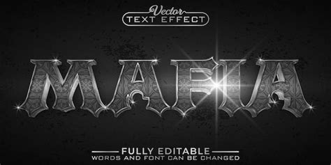 Dark silver medieval gangster mafia vector editable text effect ...